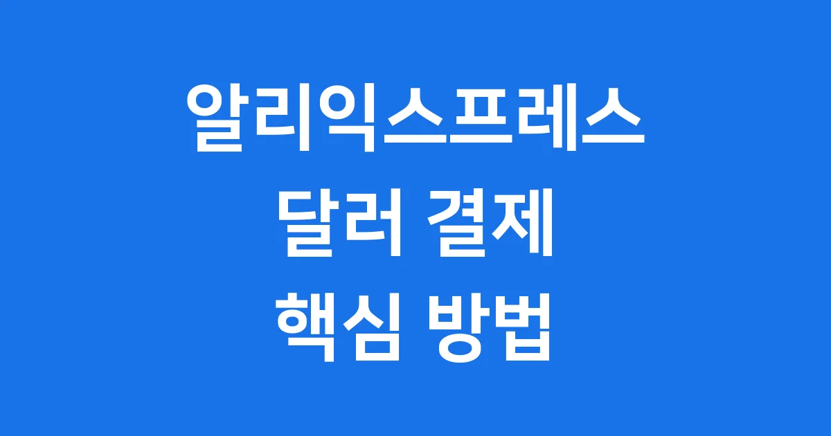 알리익스프레스 달러 결제 핵심 방법 수수료 비교