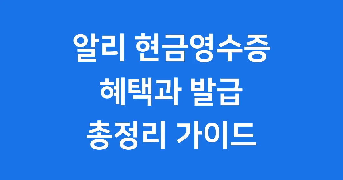 알리 현금영수증 발급 해외 직구 혜택 놓치지 마세요!
